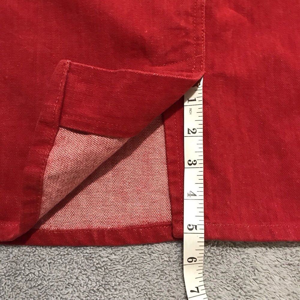 Vintage‎ Tommy Hilfiger Red Jean Skirt Women's Faux Suede 36" Waist Size 16 - Picture 12 of 14